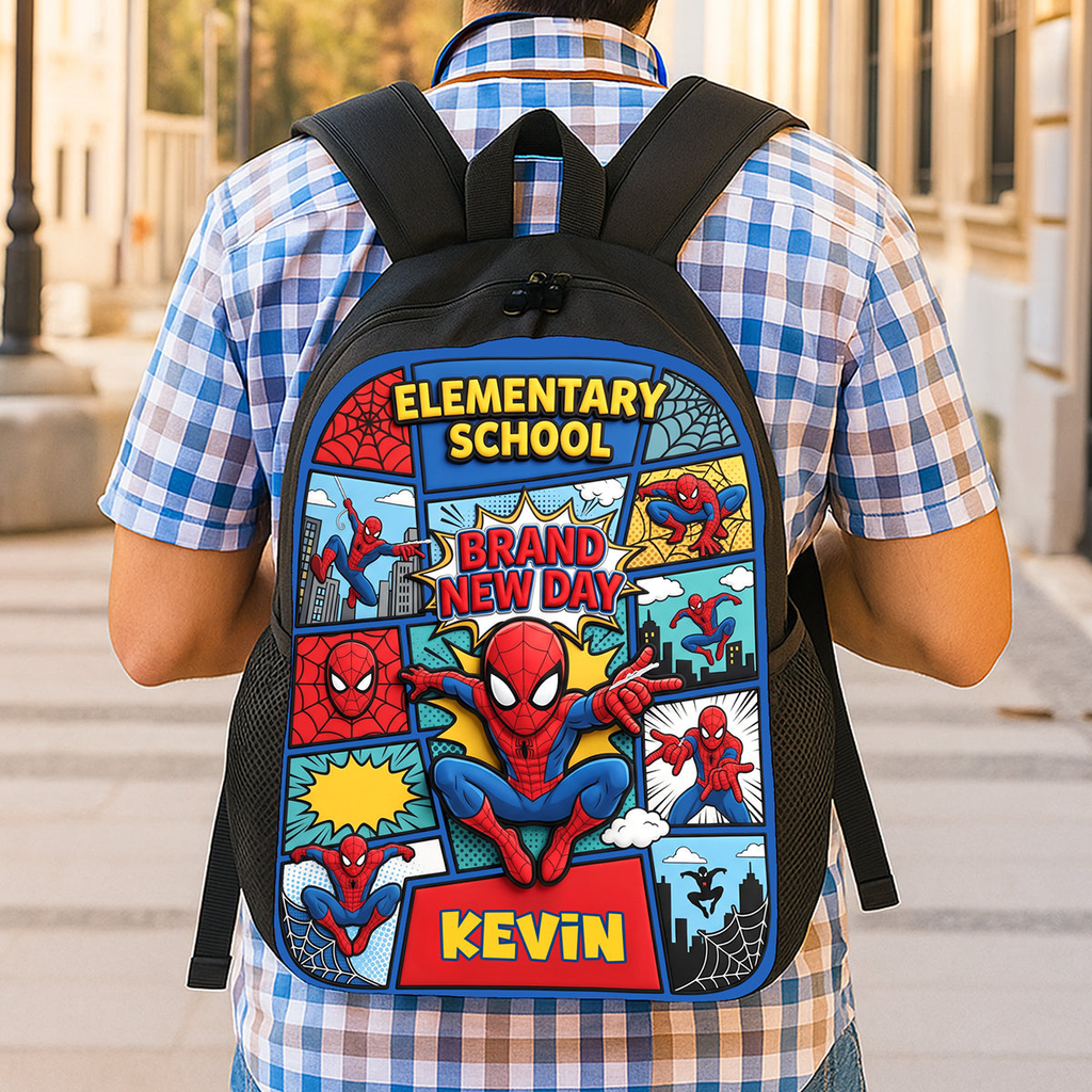 Personalized Spidey Backpack Set with Lunch Bag & Water Bottle for Kids School Bag+ GradoCreations