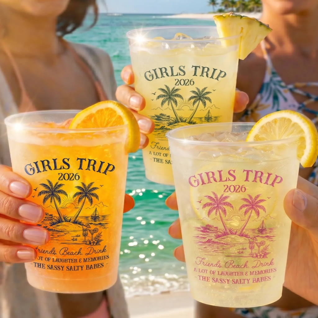 Personalized Frosted Cups for Girls Trip 2026 Best Friend Gift