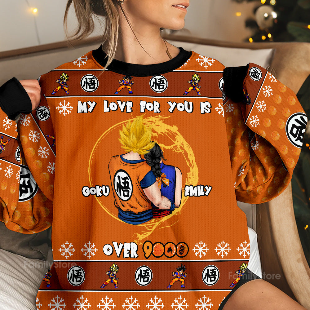 Personalized Over 9000 Ugly Sweater Gift for Couples