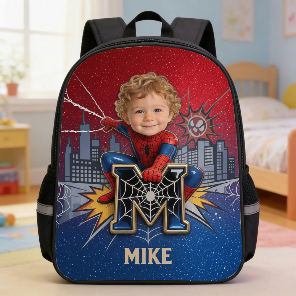 Custom Photo Kid Hero Backpack Set - Personalized Gift for Kids