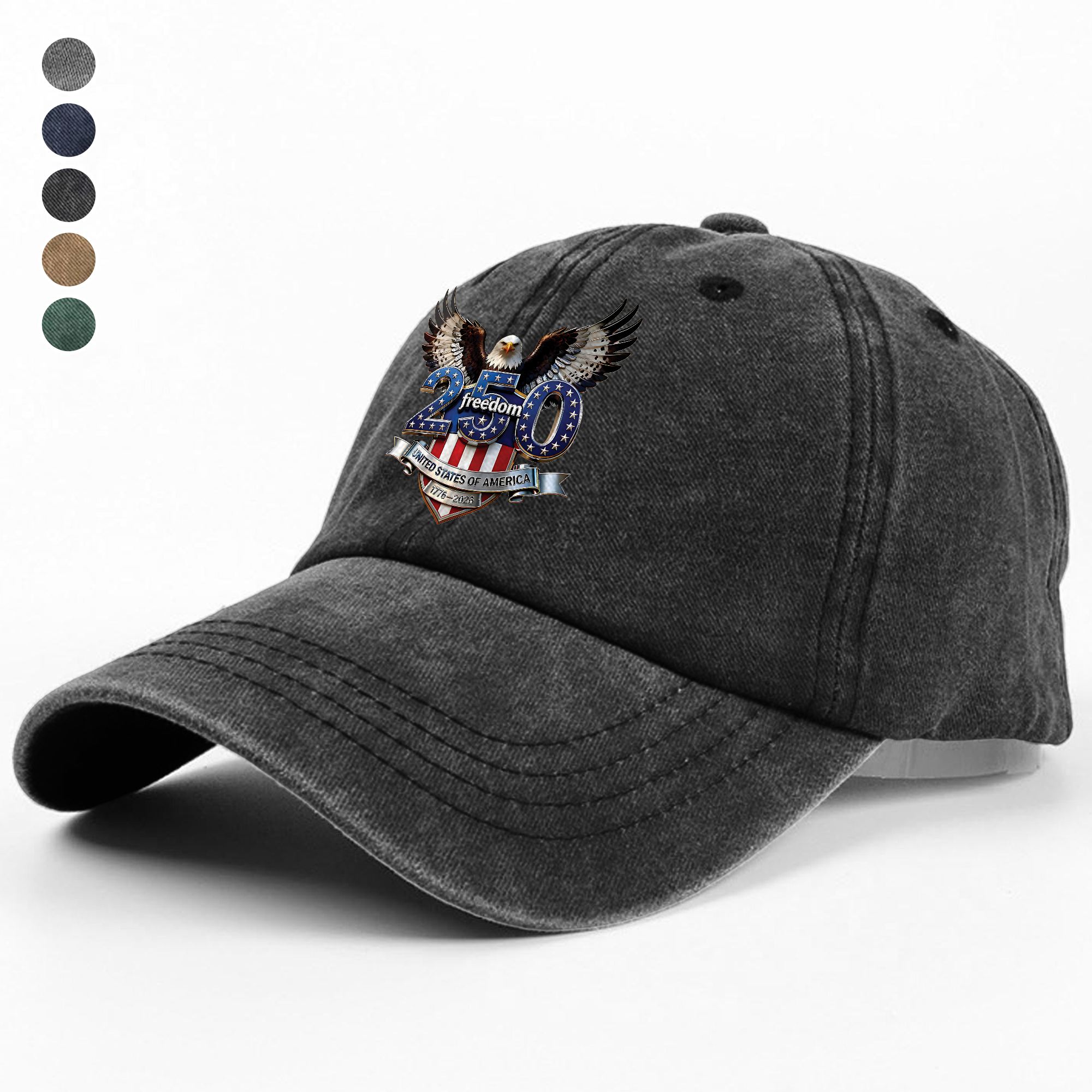 Personalized Washed Denim Baseball Cap Freedom Eagle Gift HN590 - Washed Denim Baseball Cap GradoCreations