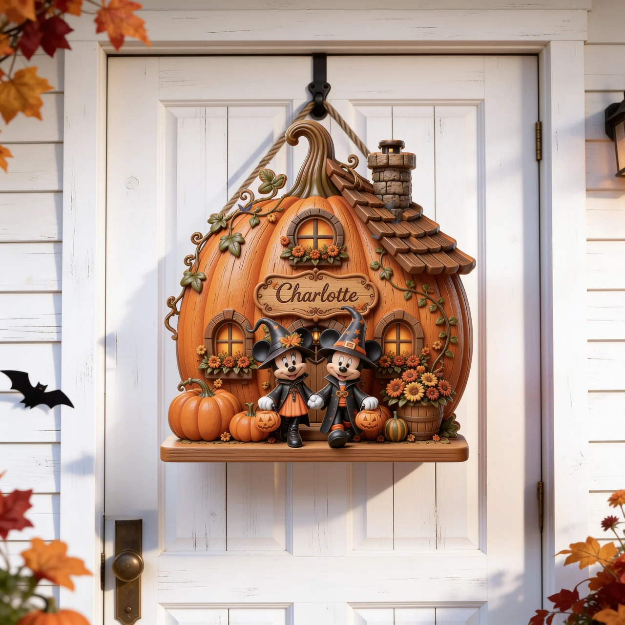 Personalized Pumpkin House Sign for Halloween Gift Decor Wood Sign GradoCreations