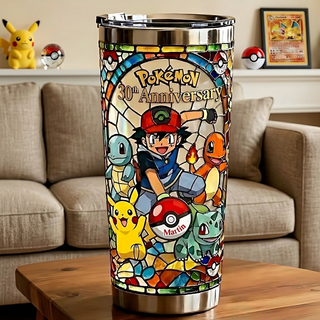 Personalized Pokémon 30th Anniversary Tumbler Gift for Movie Fans