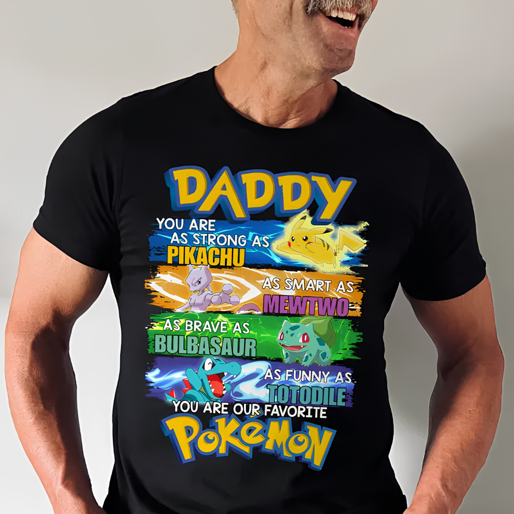 Personalized PokeDad Cotton T-Shirt Unique Gift for Dad