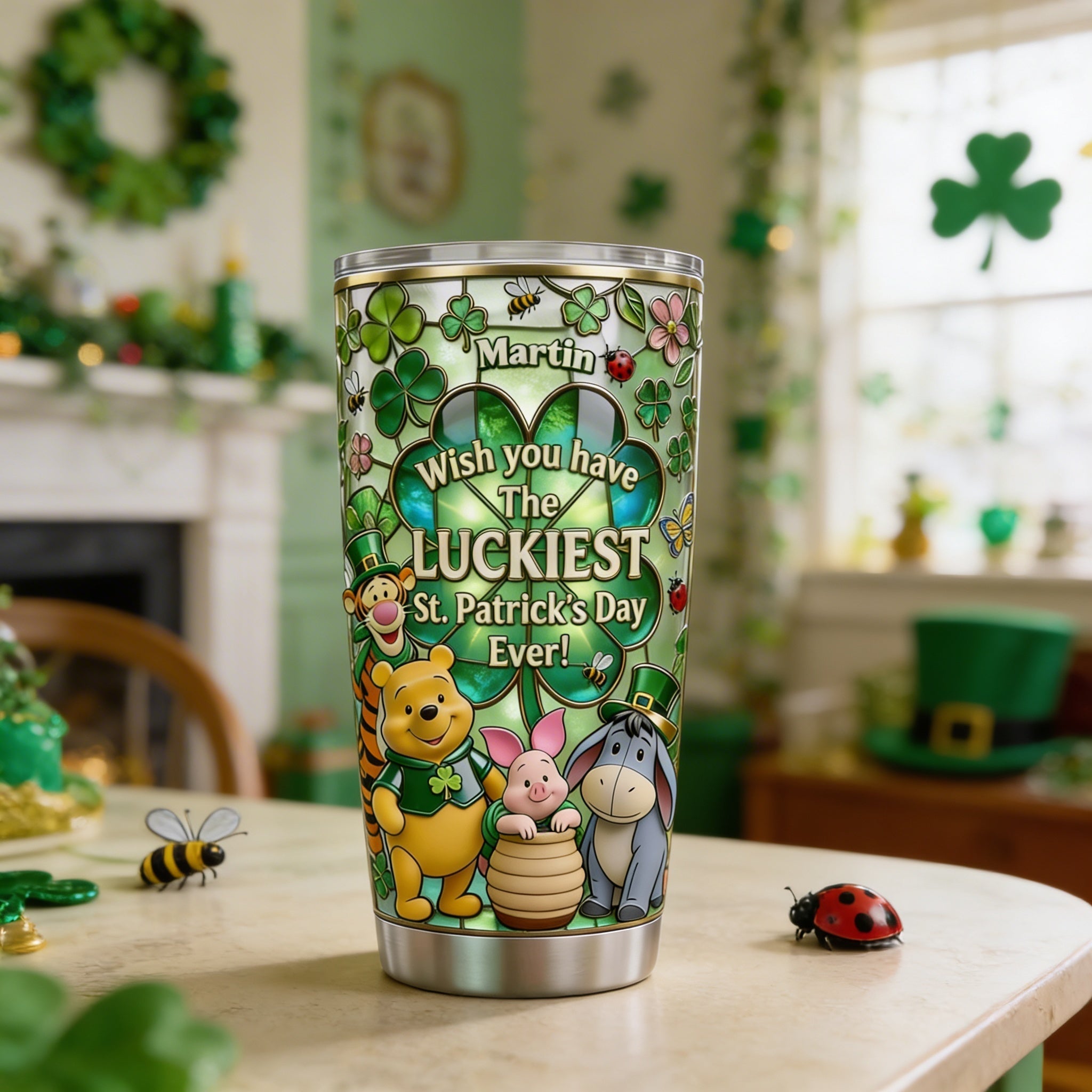 Personalized St. Patrick's Day Tumbler with Lucky Design - Custom Gift