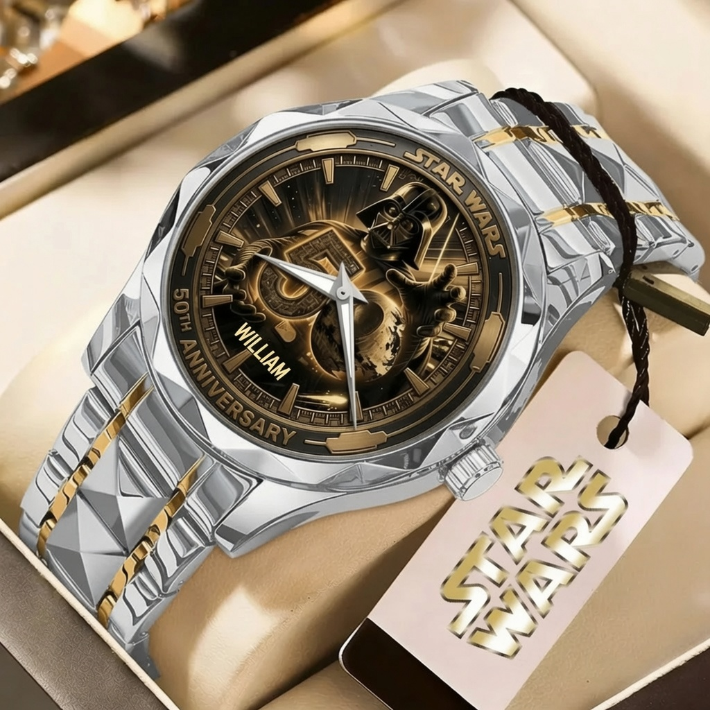 Personalized Star Wars Men's Wrist Watch 50th Anniversary Gift for Him Men's Wrist Watch GradoCreations