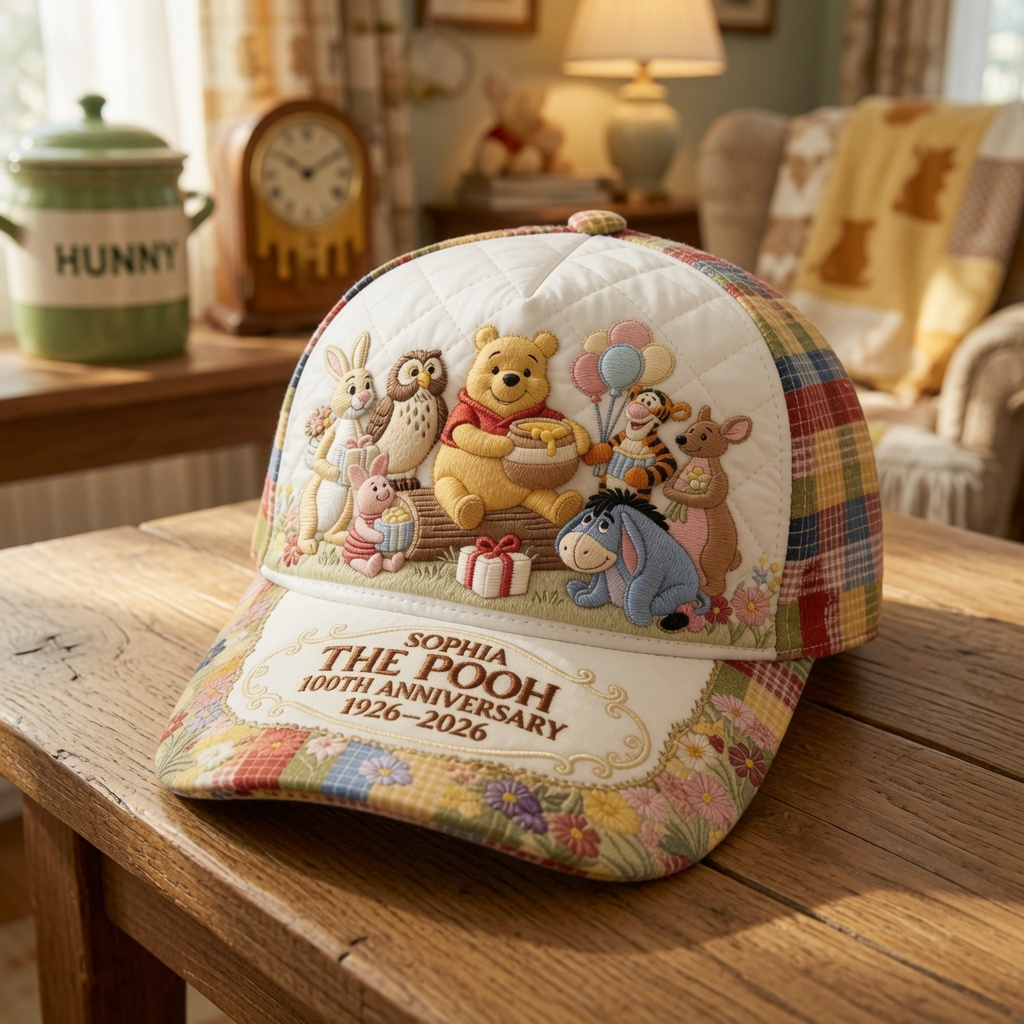 Personalized Classic Cap with Winnie the Pooh 100th Anniversary Design for Movie Fans Classic Cap GradoCreations