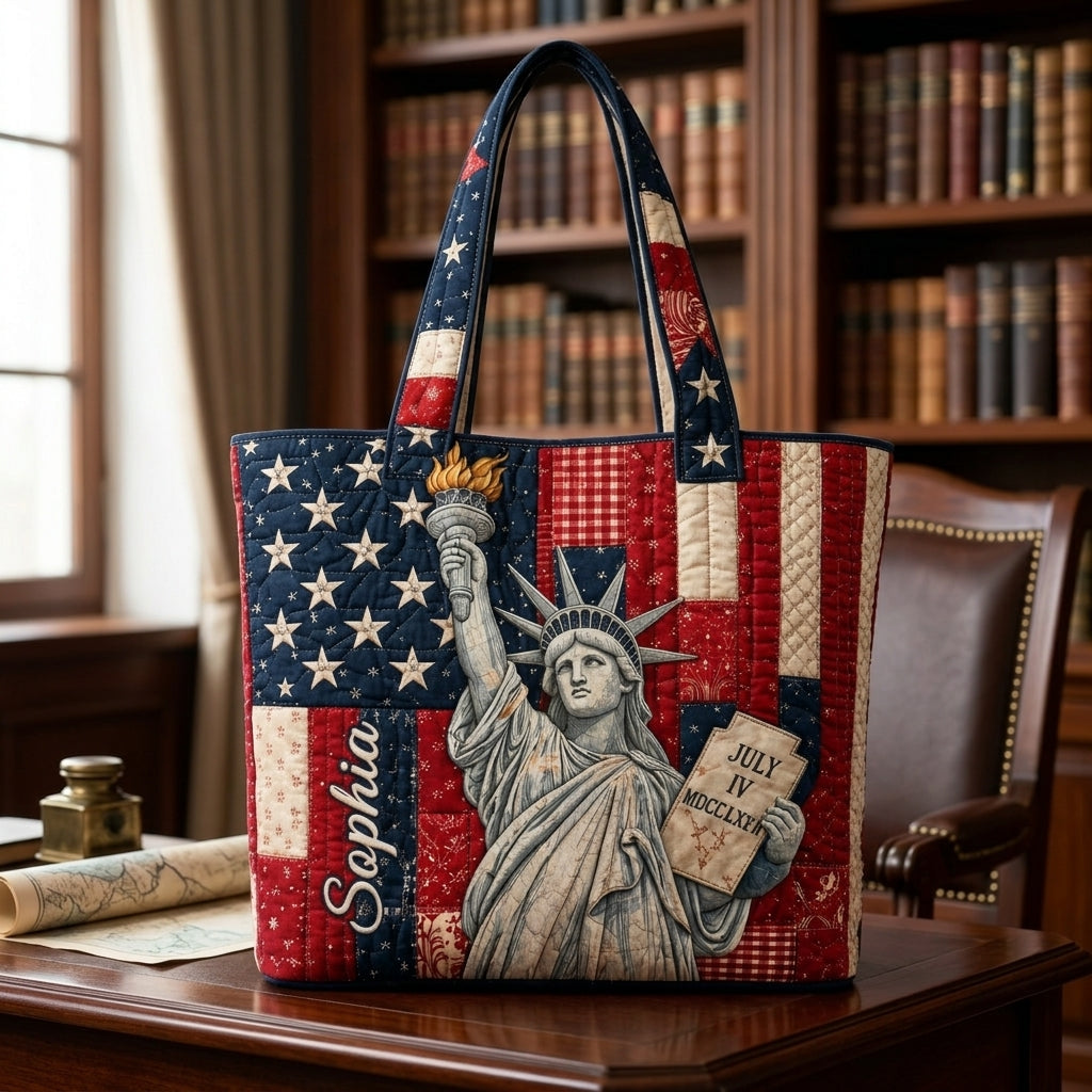 Personalized Statue of Liberty Quilted Tote Bag Gift for Her