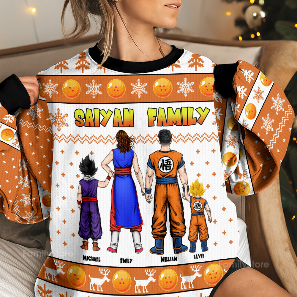 Personalized Saiyan Family Christmas Ugly Sweater Gift