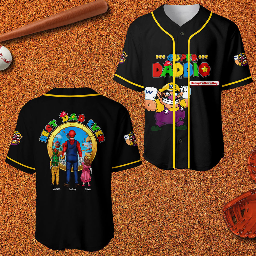 Personalized Mrio Super Daddio Baseball Jersey Unique Gift for Dad