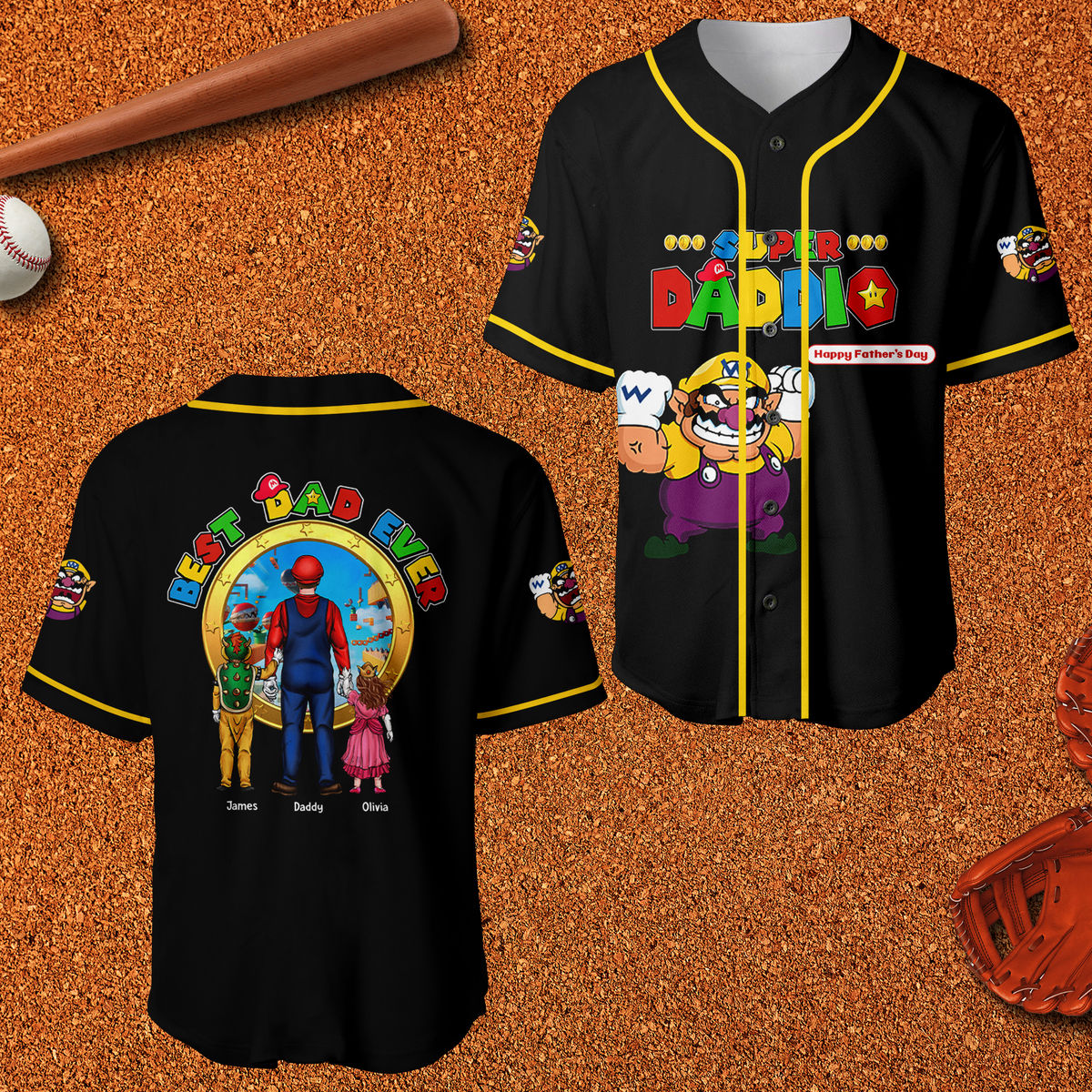 Personalized Mrio Super Daddio Baseball Jersey Unique Gift for Dad