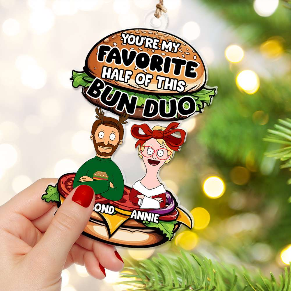 Personalized Acrylic Ornament for Couples - Burger Lovers Gift