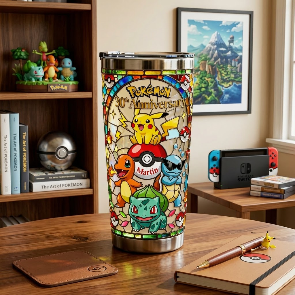 Personalized Pokémon 30th Anniversary Tumbler Custom Name Gift for Fans Tumbler GradoCreations