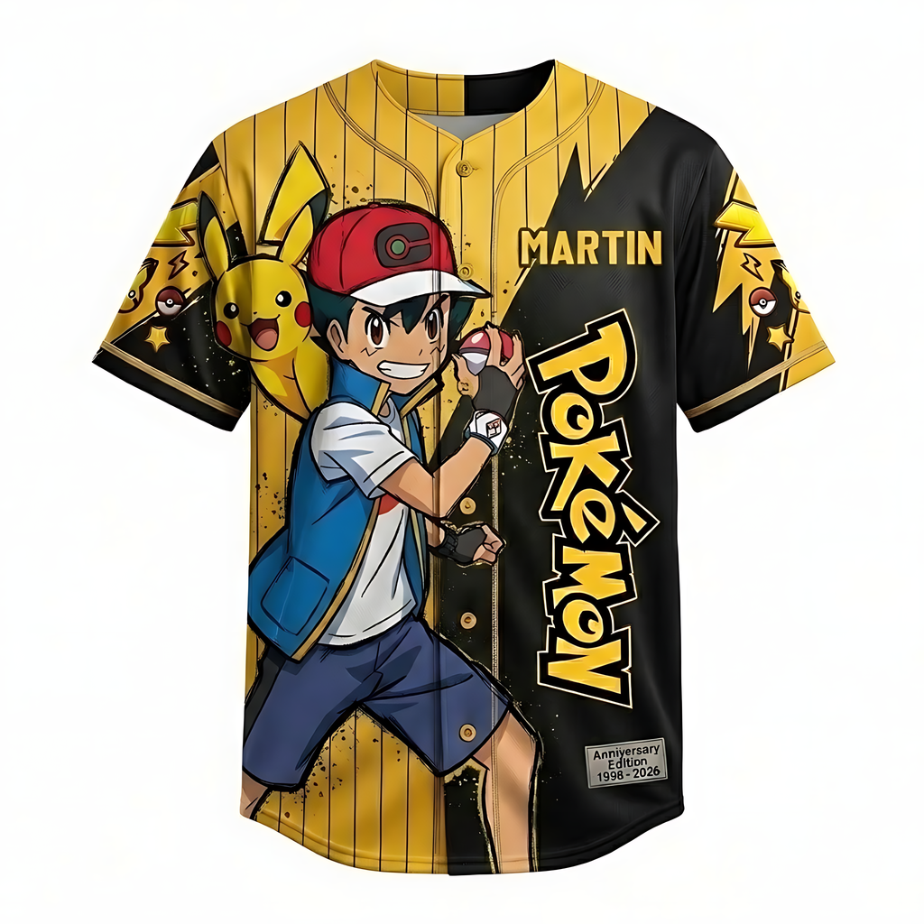 Personalized Pokémon Baseball Jersey Custom Name Gift for Fans
