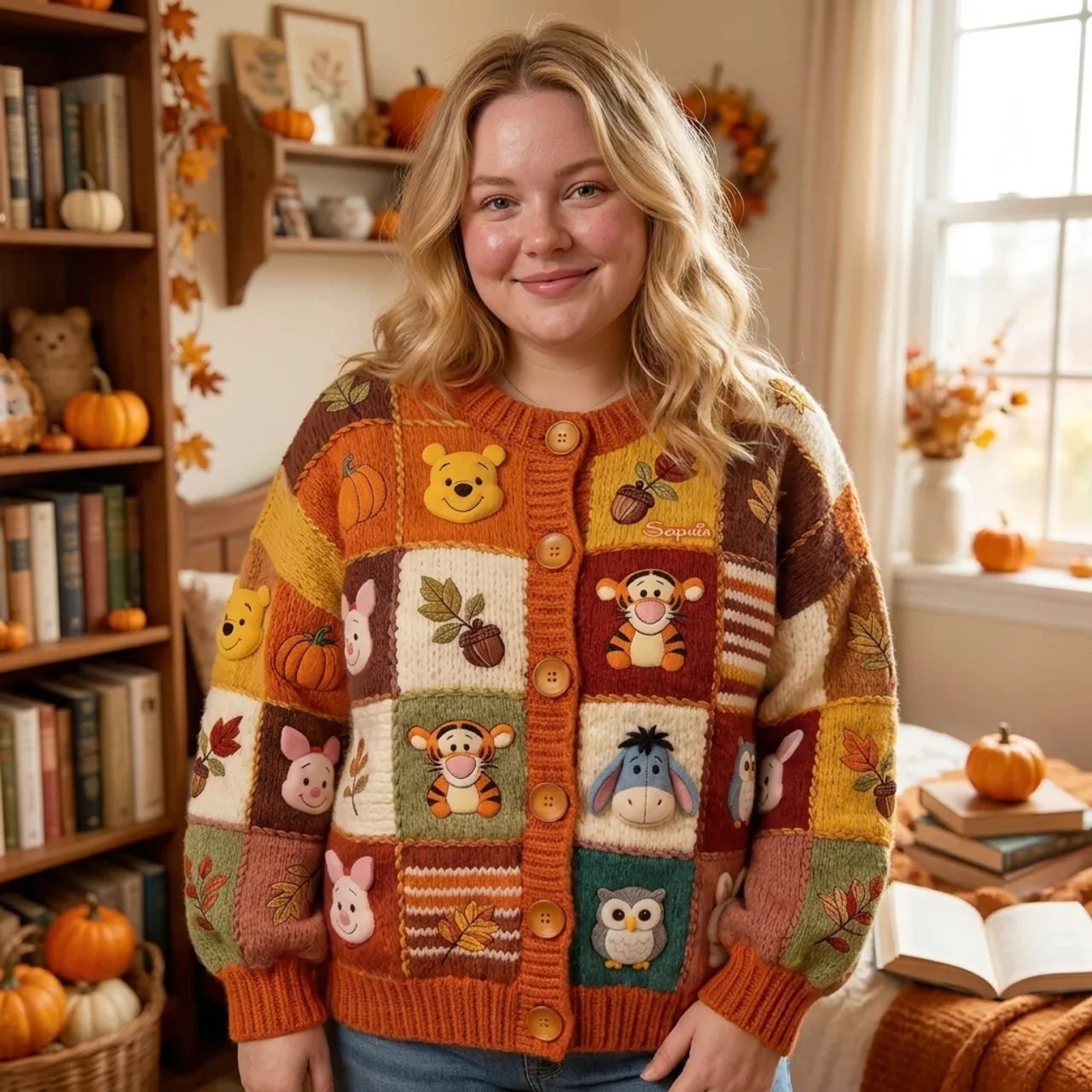 Personalized Knitted Cardigan with Autumn Vibes Gift for Her Cardigan GradoCreations
