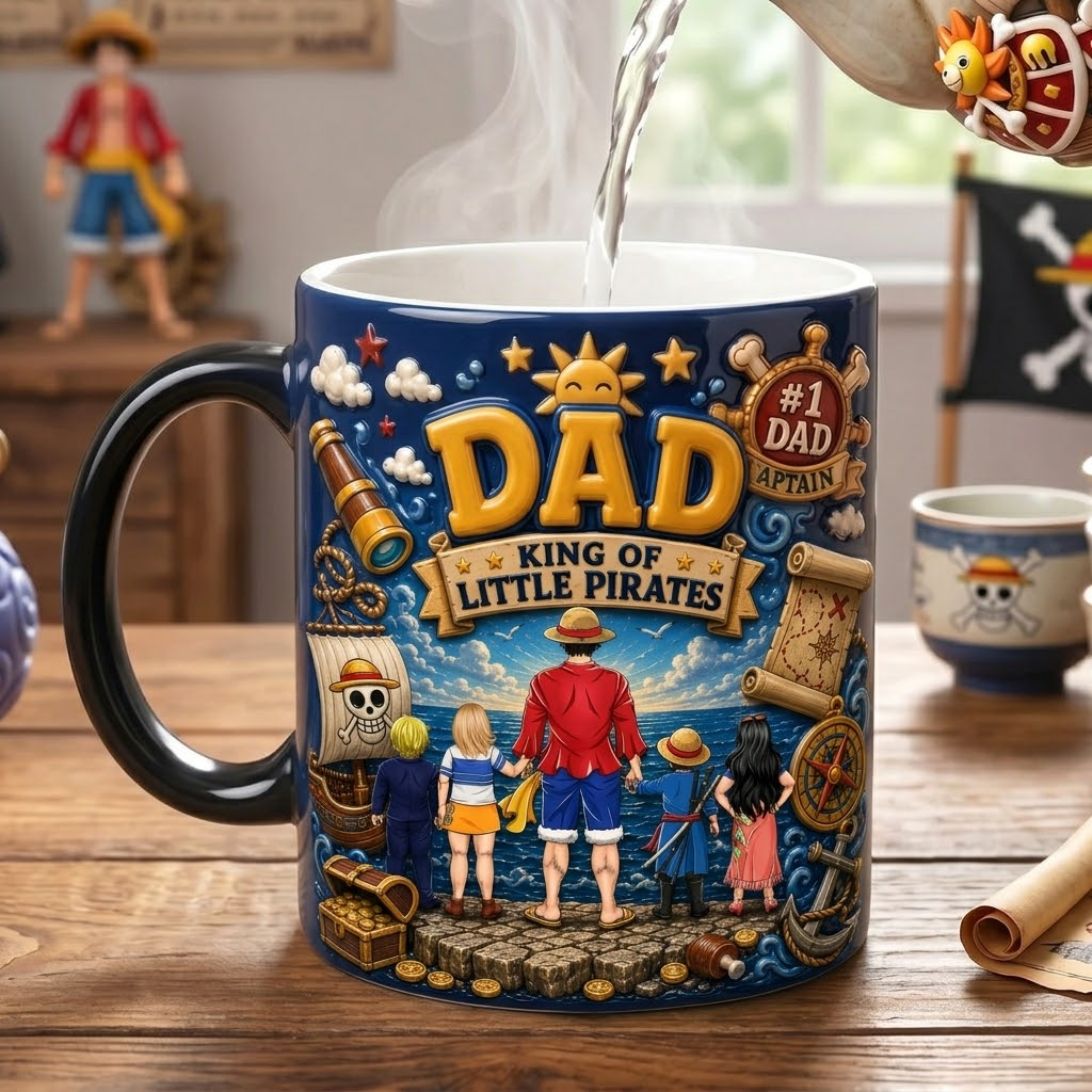 Personalized Pirate Mug for Dad | Anime Adventure Gift