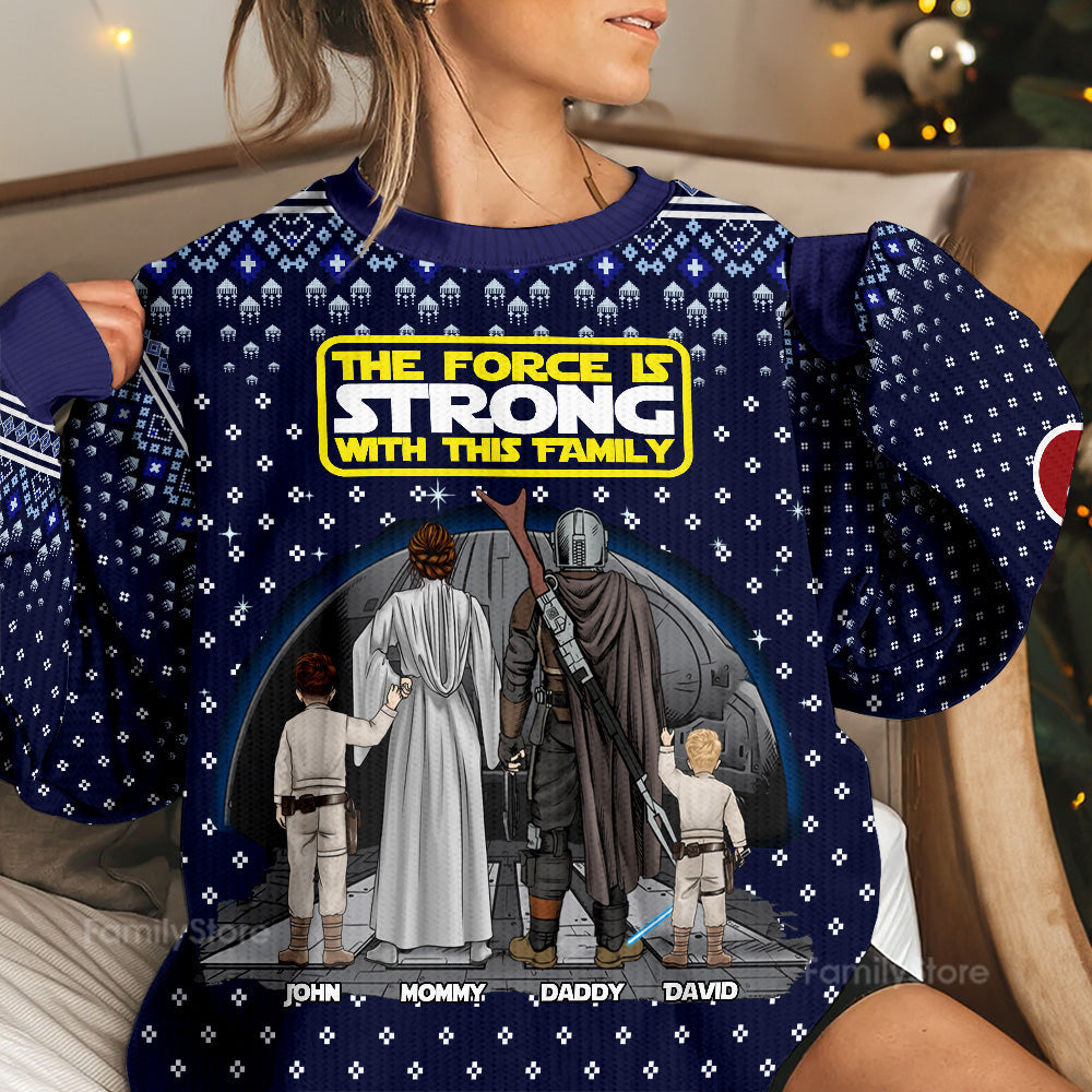 Personalized Star Wars Ugly Sweater Custom Family Names Holiday Gift