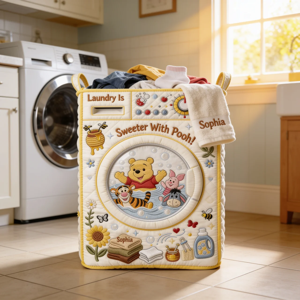 Personalized Quilted Laundry Basket with Disney Characters - Gift for Laundry Lovers Quilted Laundry Basket GradoCreations