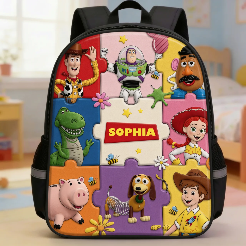Personalized Cartoon Backpack Lunch Bag Water Bottle Set for Kids