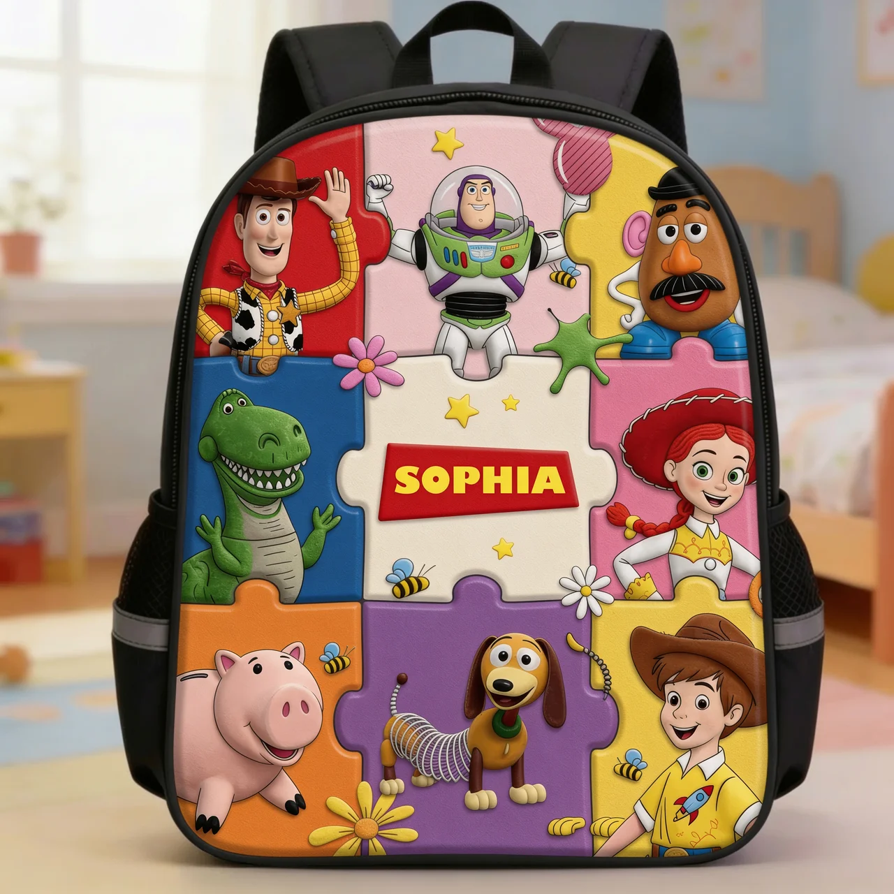 Personalized Cartoon Backpack Lunch Bag Water Bottle Set for Kids