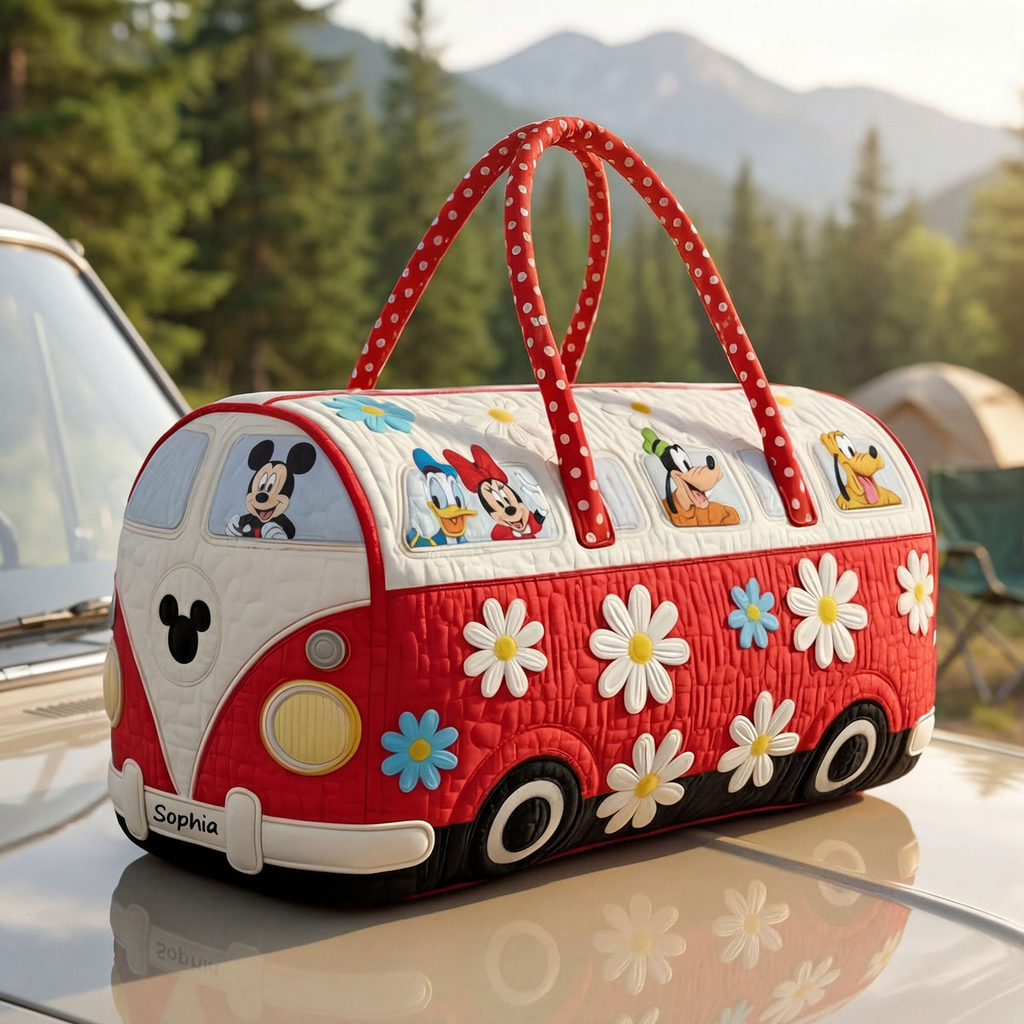 Personalized Quilted Duffle Bag with Cute Characters - Unique Gift for Movie Fans