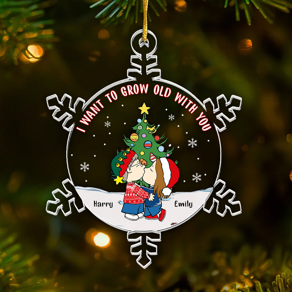 Personalized Acrylic Ornament I Want to Grow Old With You Christmas Gift for Couple