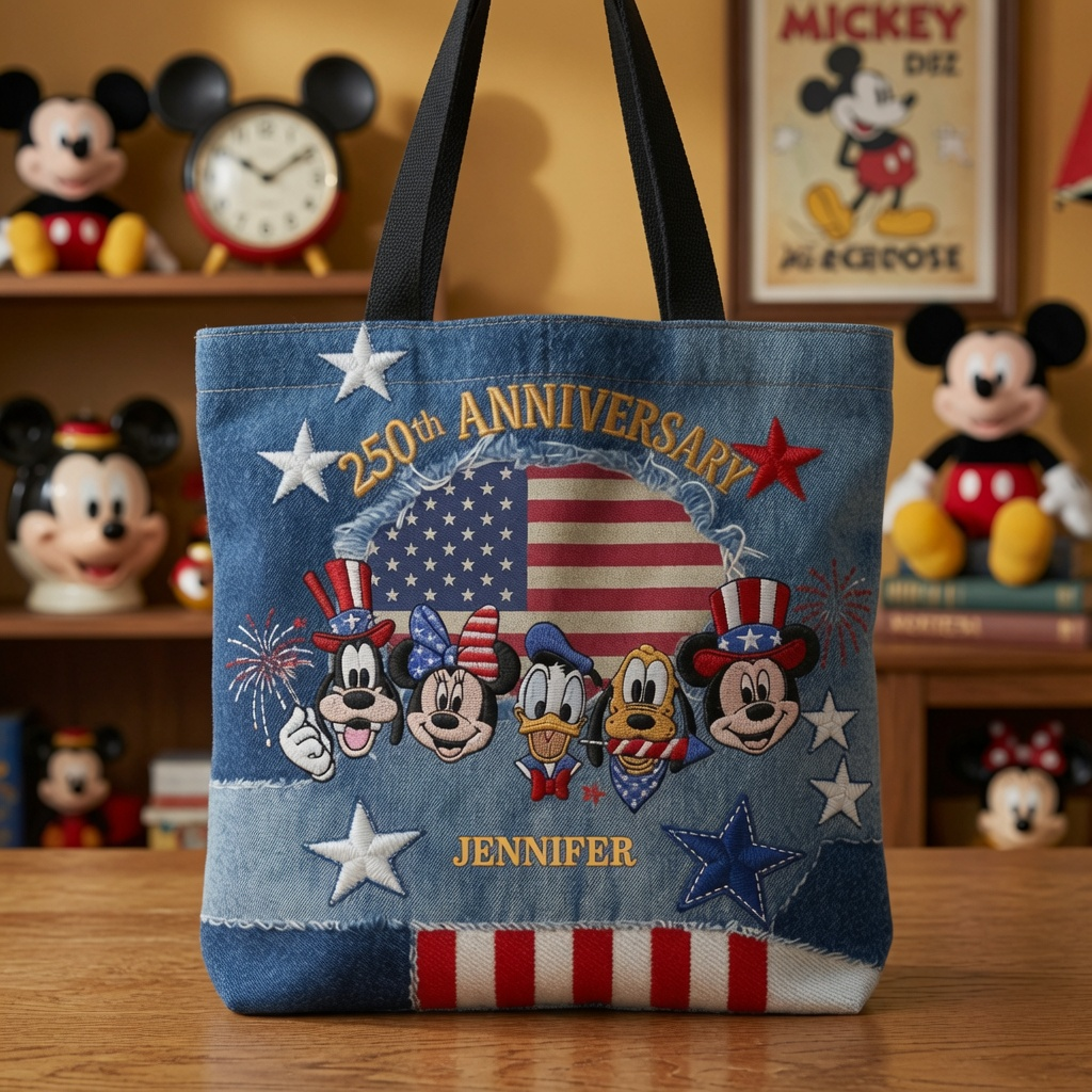 Personalized Independence Day Tote Bag Custom Name Gift for Patriots