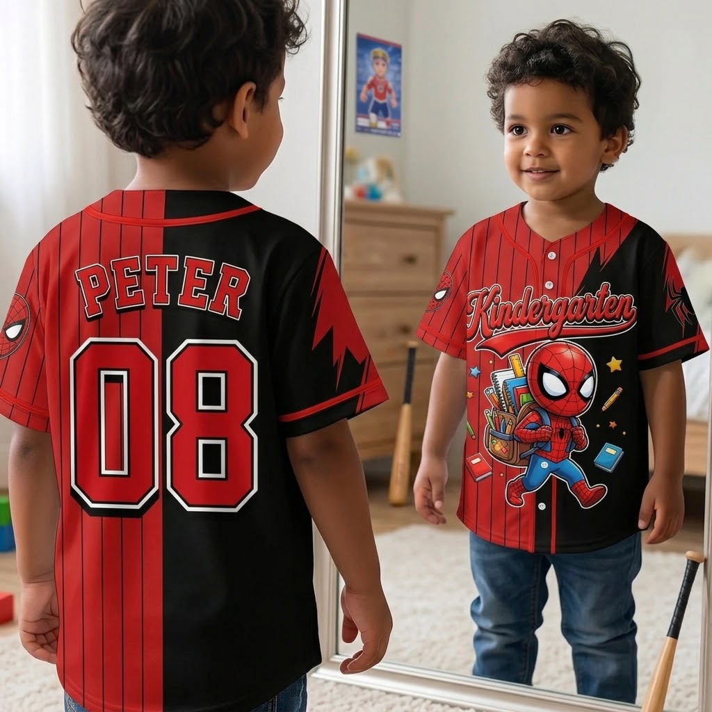 Personalized Kid Baseball Jersey Custom Grade Spider-Man Gift for Back to School Kid Baseball Jersey GradoCreations