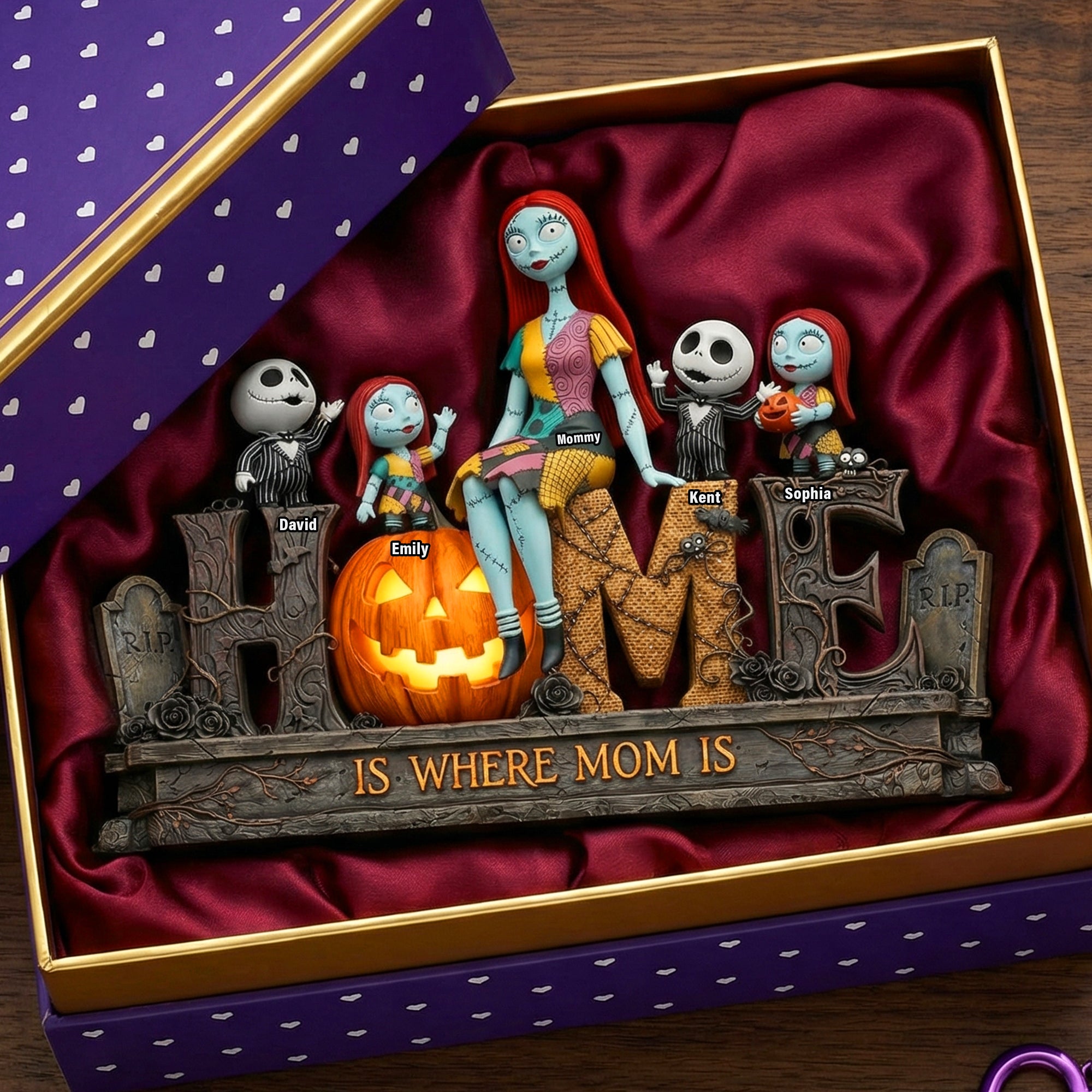Personalized Spooky Acrylic Plaque Home Is Where Mom Is Gift for Movie Fans