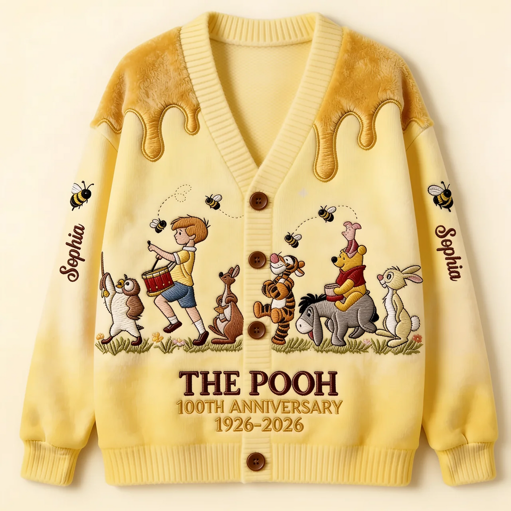 Personalized 100th Anniversary Knitted Cardigan for Her - Custom Name Design Cardigan GradoCreations