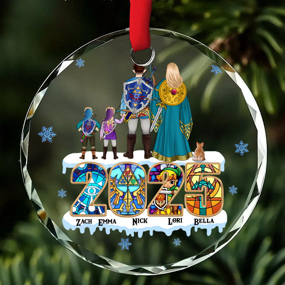Personalized Legend of Zelda Christmas Glass Ornament Family 2025 Gift