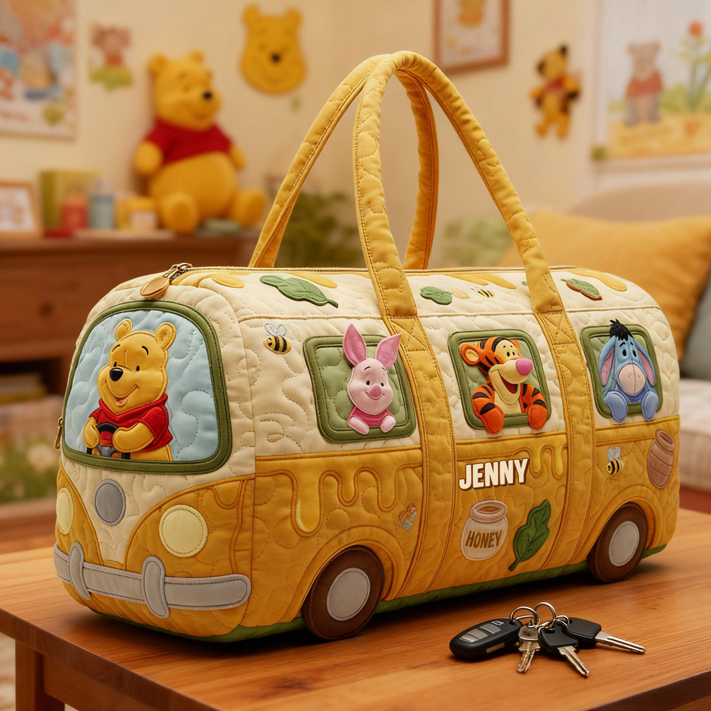 Personalized Quilted Duffle Bag with Disney Characters for Kids - Custom Gift for Movie Fans