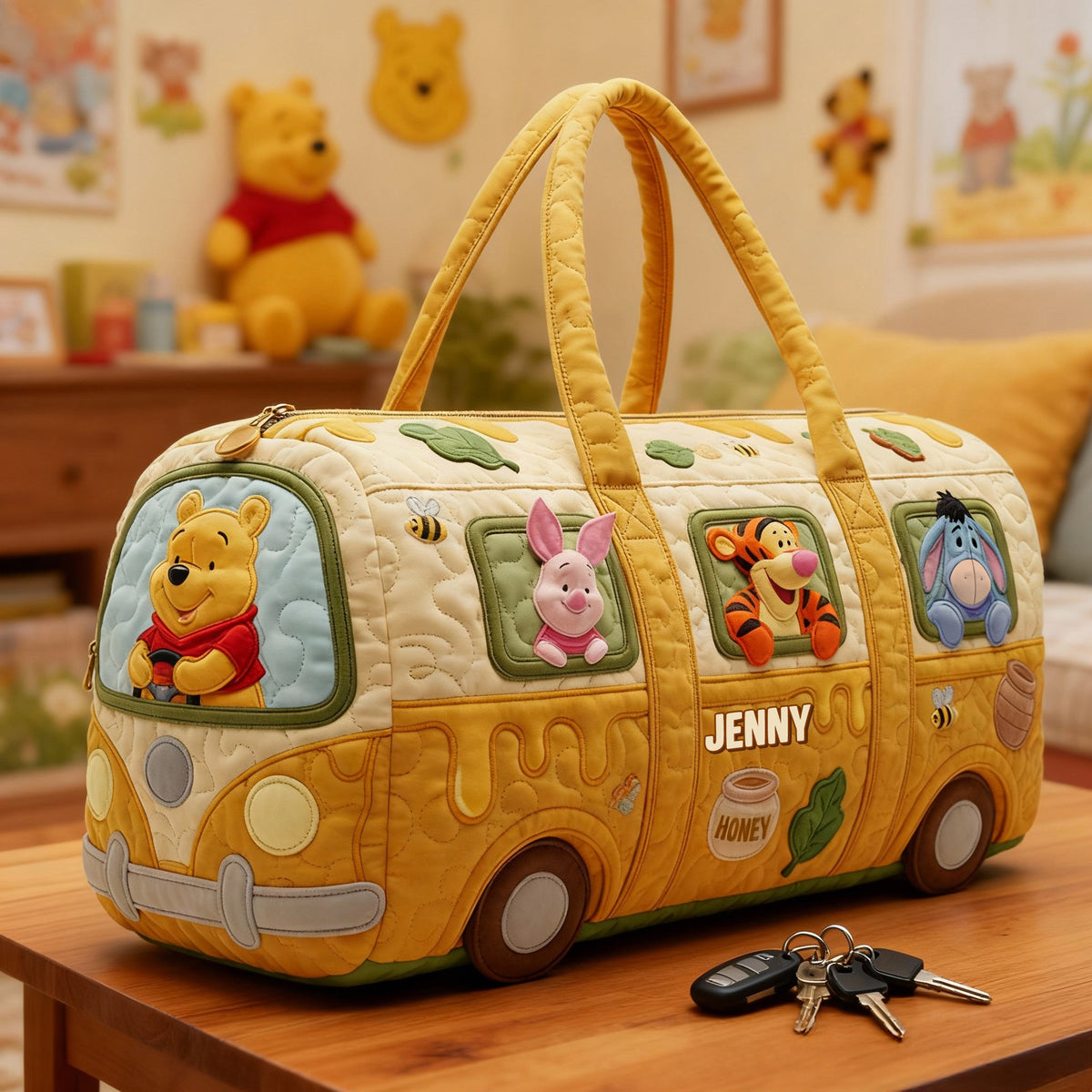 Personalized Quilted Duffle Bag with Disney Characters for Kids - Custom Gift for Movie Fans