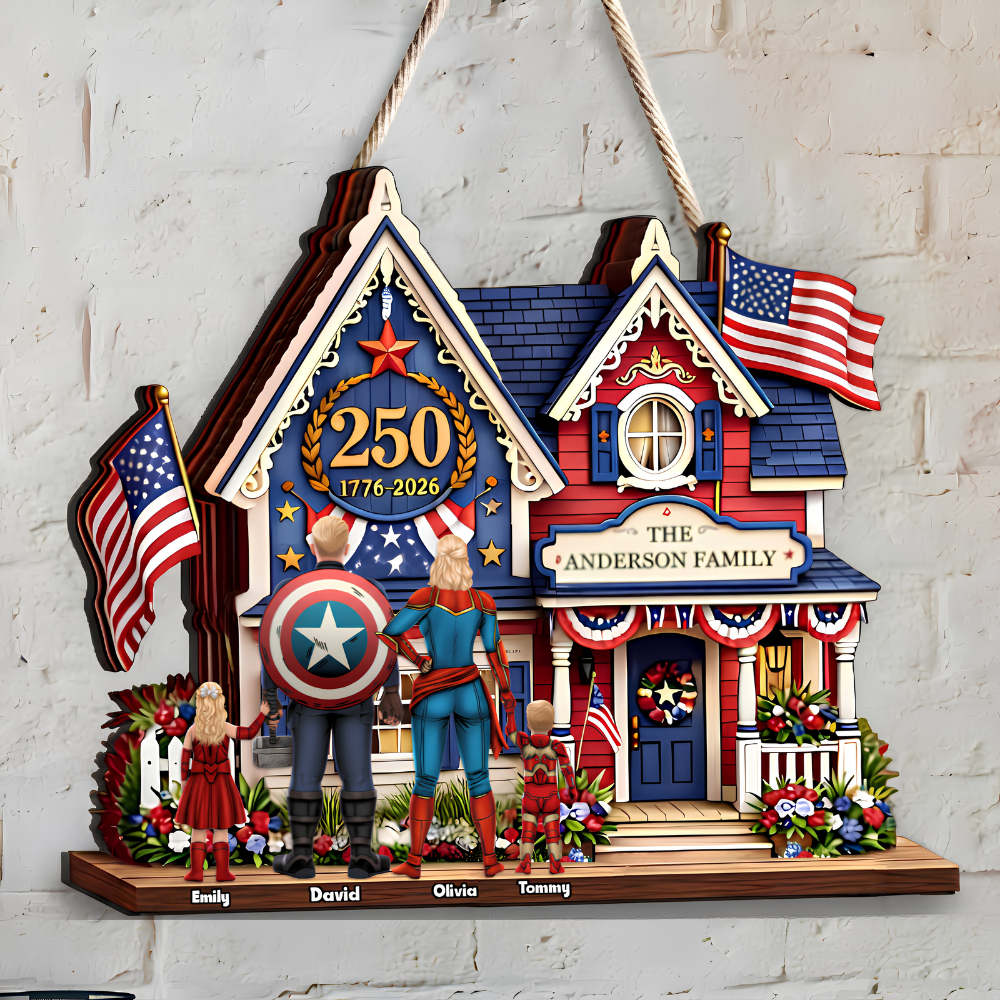Personalized Patriotic Wood Sign Custom Family Name 250 Years America
