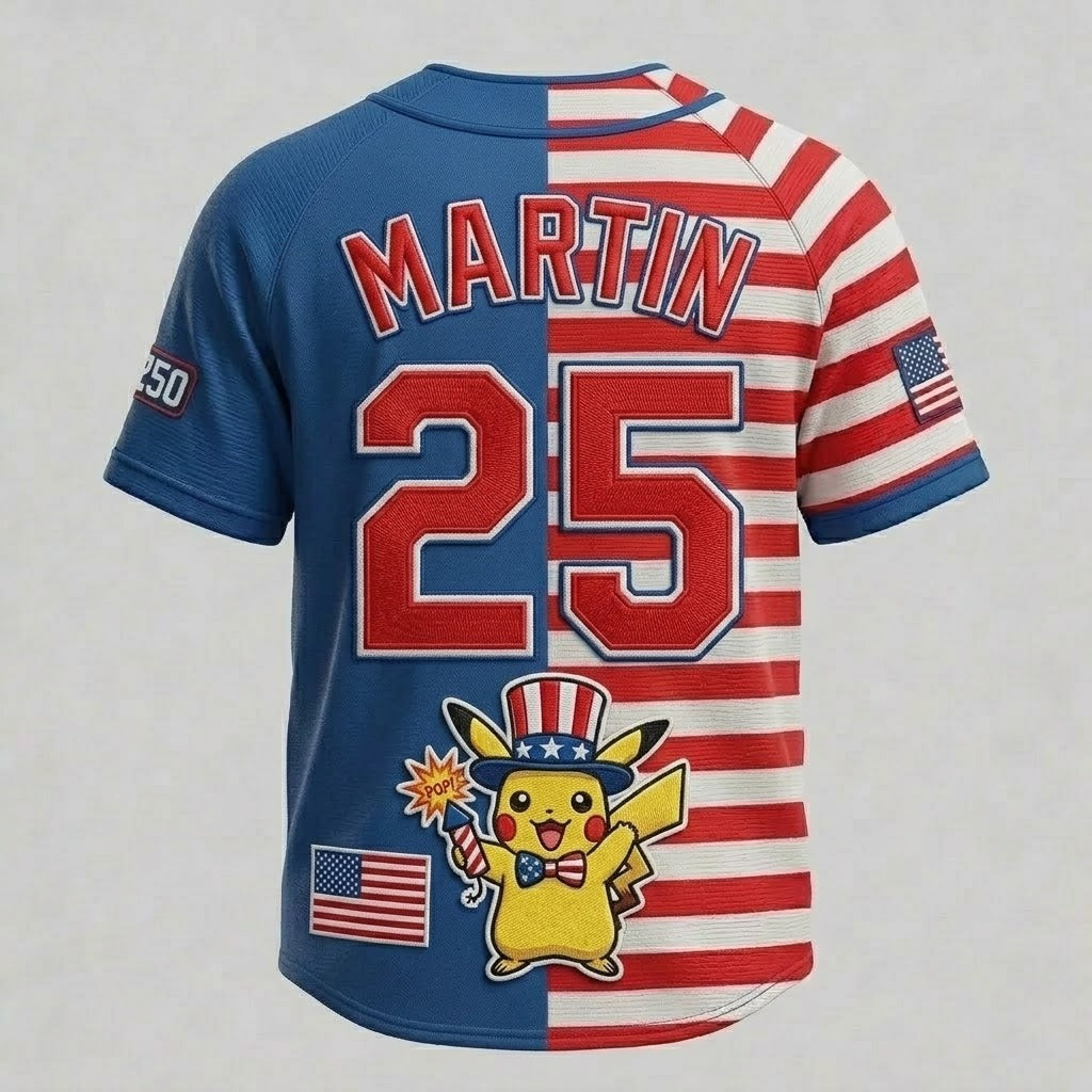 Personalized Baseball Jersey for Movie Fans - 250th America Celebration Gift