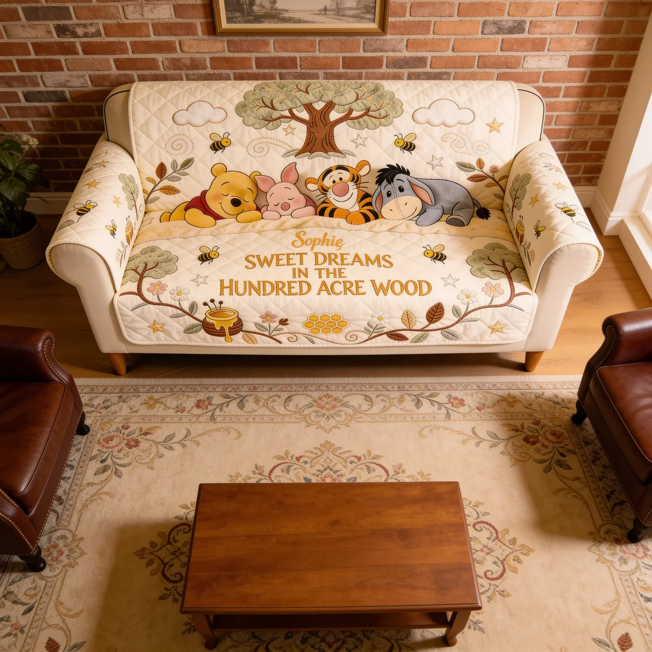 Personalized Quilted Sofa Cover Sweet Dreams Gift for Family Quited Sofa Cover GradoCreations