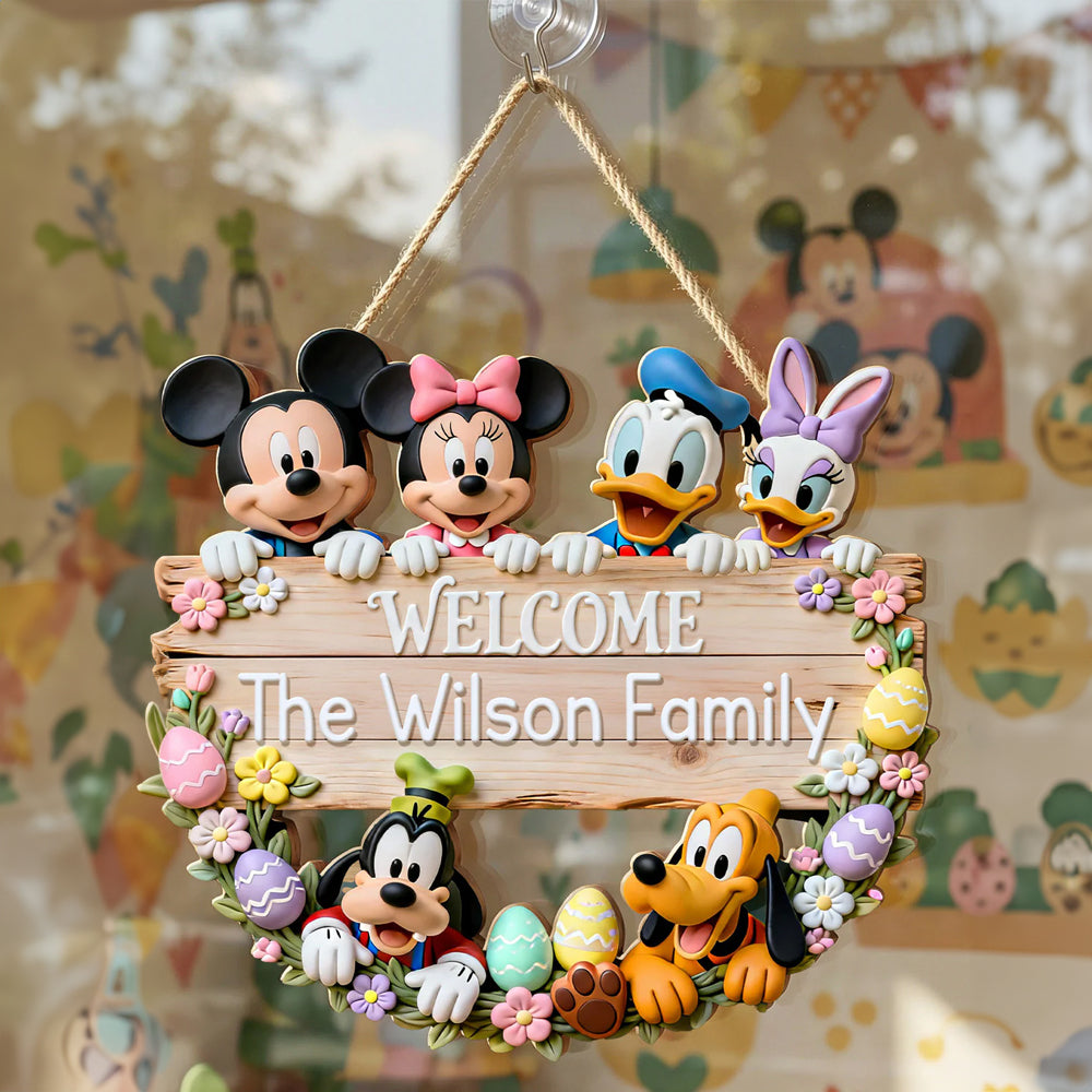 Personalized Family Welcome Sign Custom Wood Decor Gift for Easter