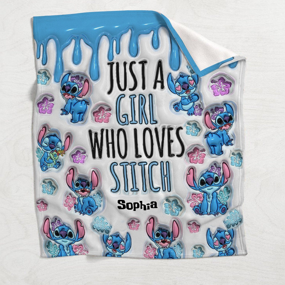 Personalized Blanket Just A Girl Who Loves Stitch Gift for Movie Fans