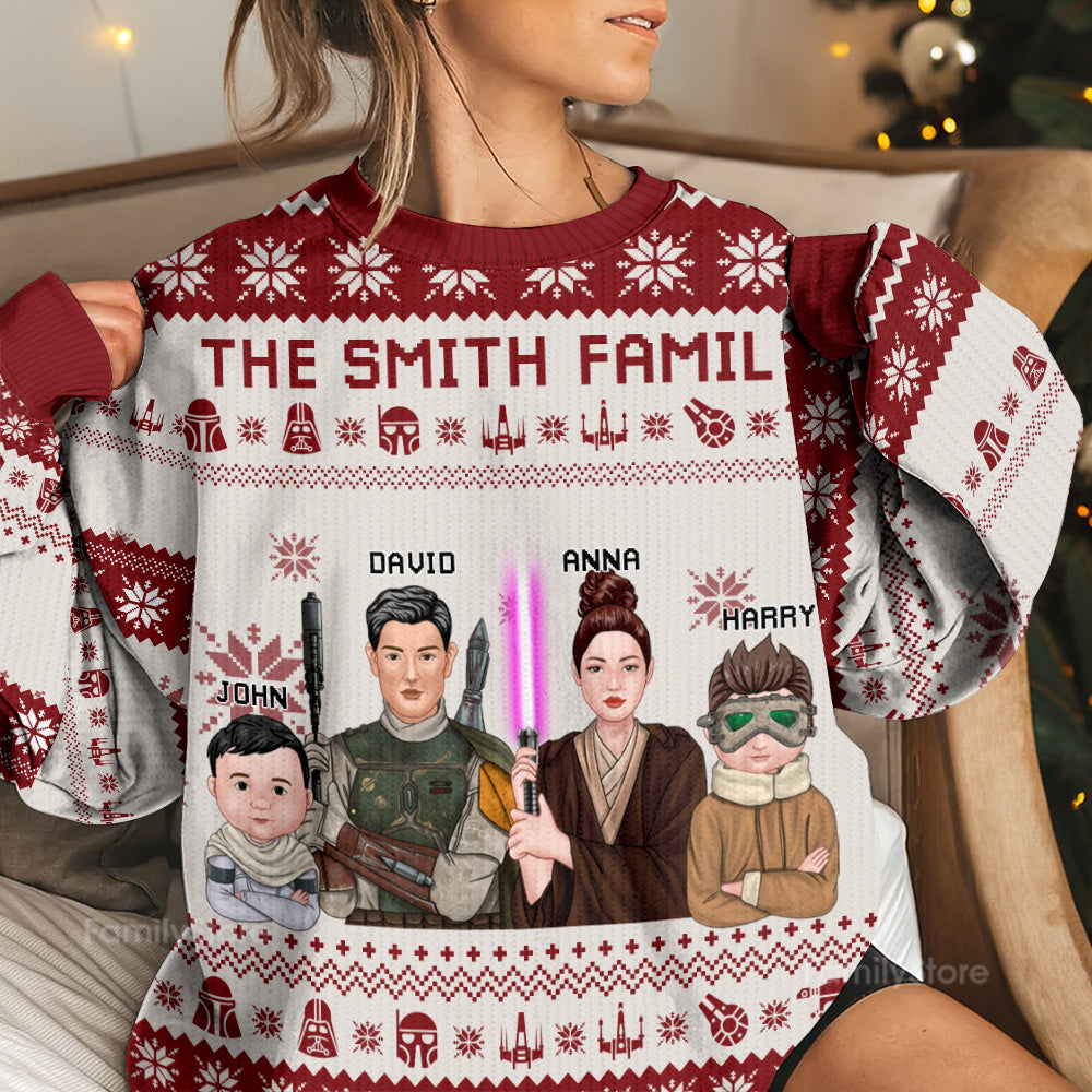 Personalized Family Christmas Ugly Sweater Custom Name Gift