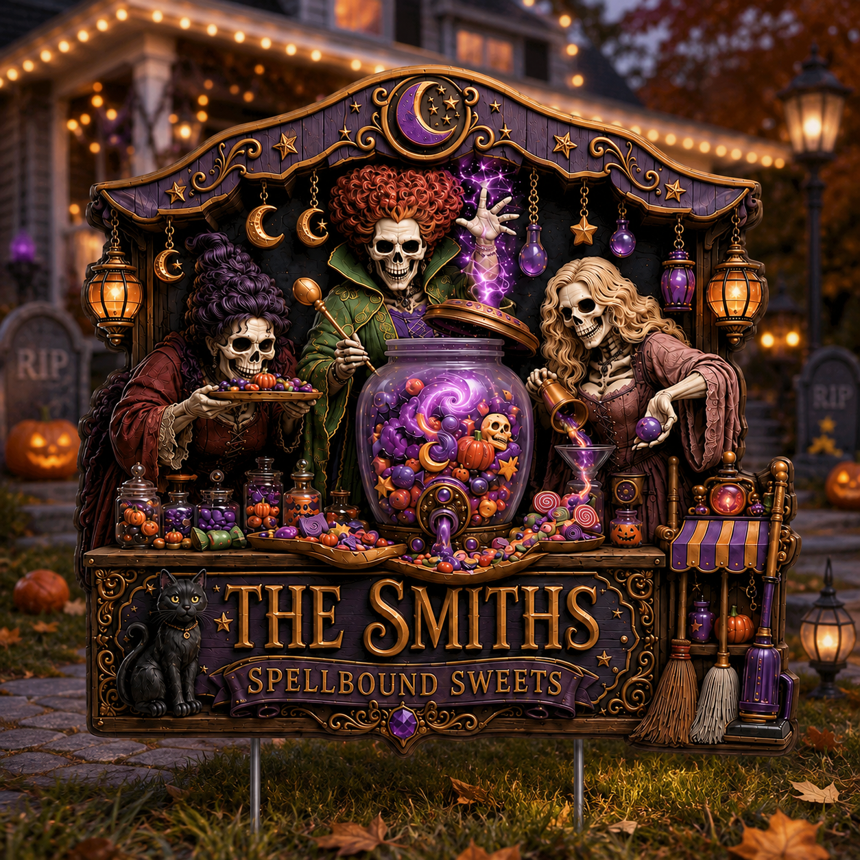 Personalized Halloween Yard Sign Spooky Garden Decor for Family Stake Metal Sign GradoCreations