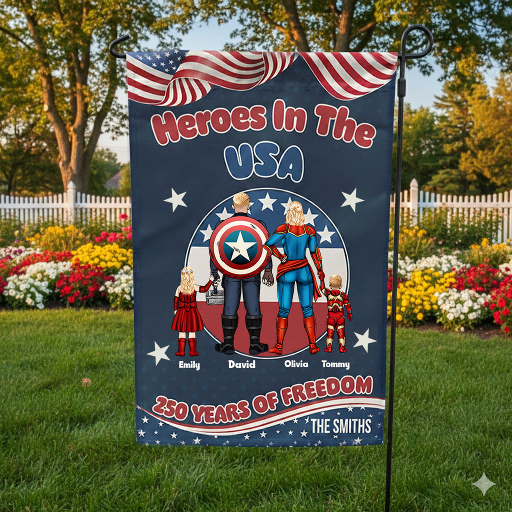 Personalized Patriotic Flag 250 Years Freedom Family Gift Flag GradoCreations