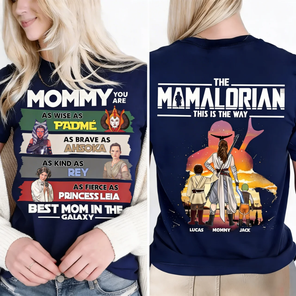 Personalized Mamalorian Mommy Shirt Gift for Mom - Cotton Apparel Cotton Apparel GradoCreations