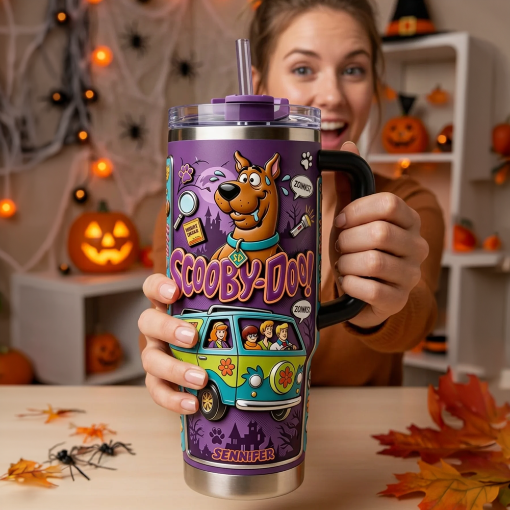 Personalized Scooby-Doo Tumbler with Handle - Halloween Gift for Movie Fans Tumbler GradoCreations