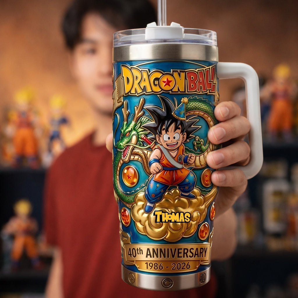 Personalized 40th Anniversary Tumbler with Handle Gift for Movie Fans