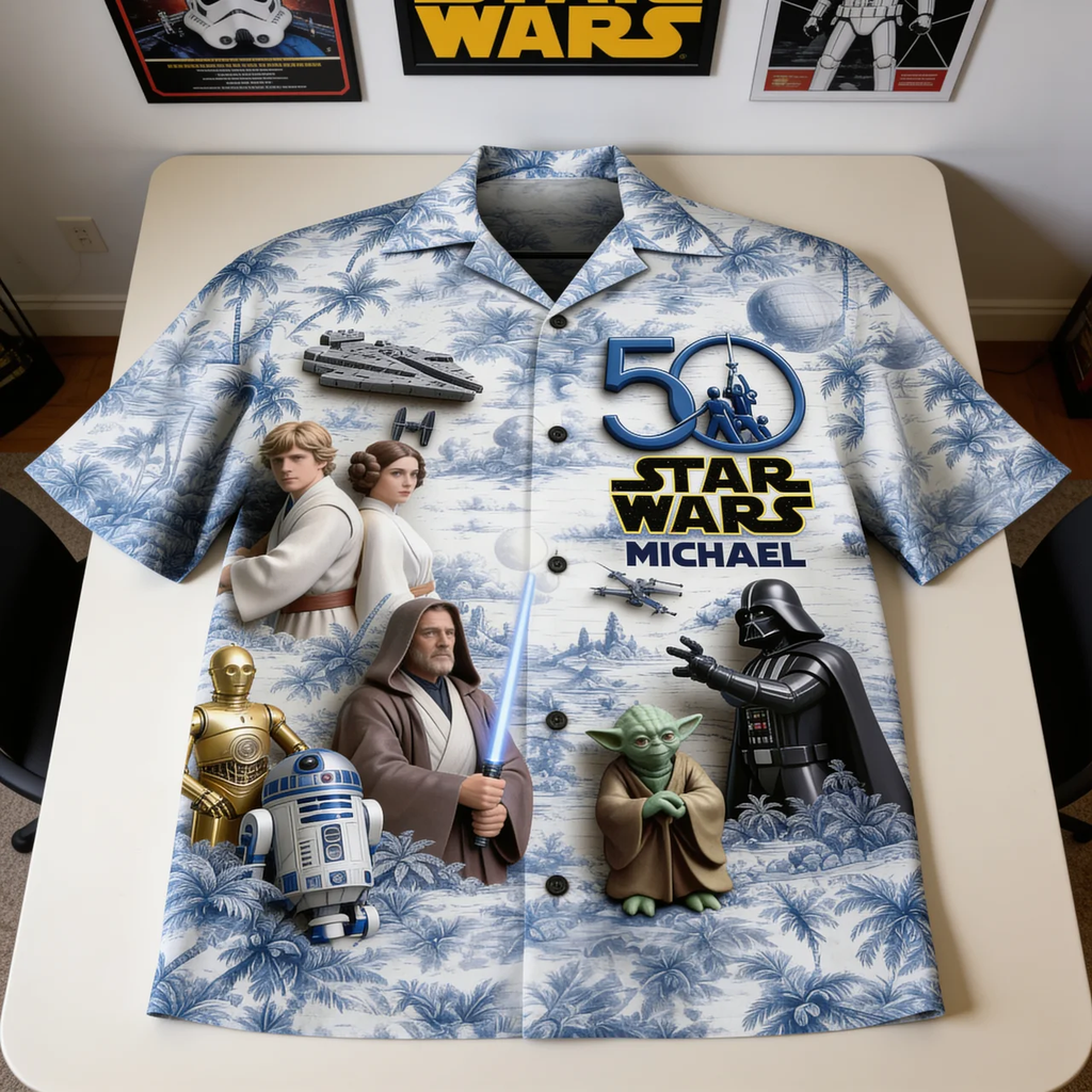 Personalized Star Wars Hawaiian Shirt Custom Name Gift for Movie Fans Hawaiian Shirt GradoCreations