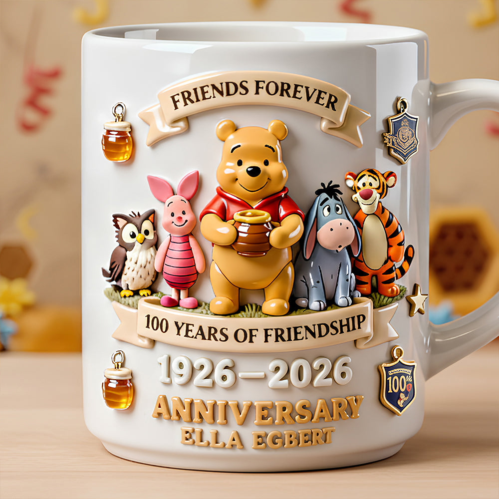 Personalized Honey Bear Ceramic Mug 100 Years Friendship Gift for Anniversary