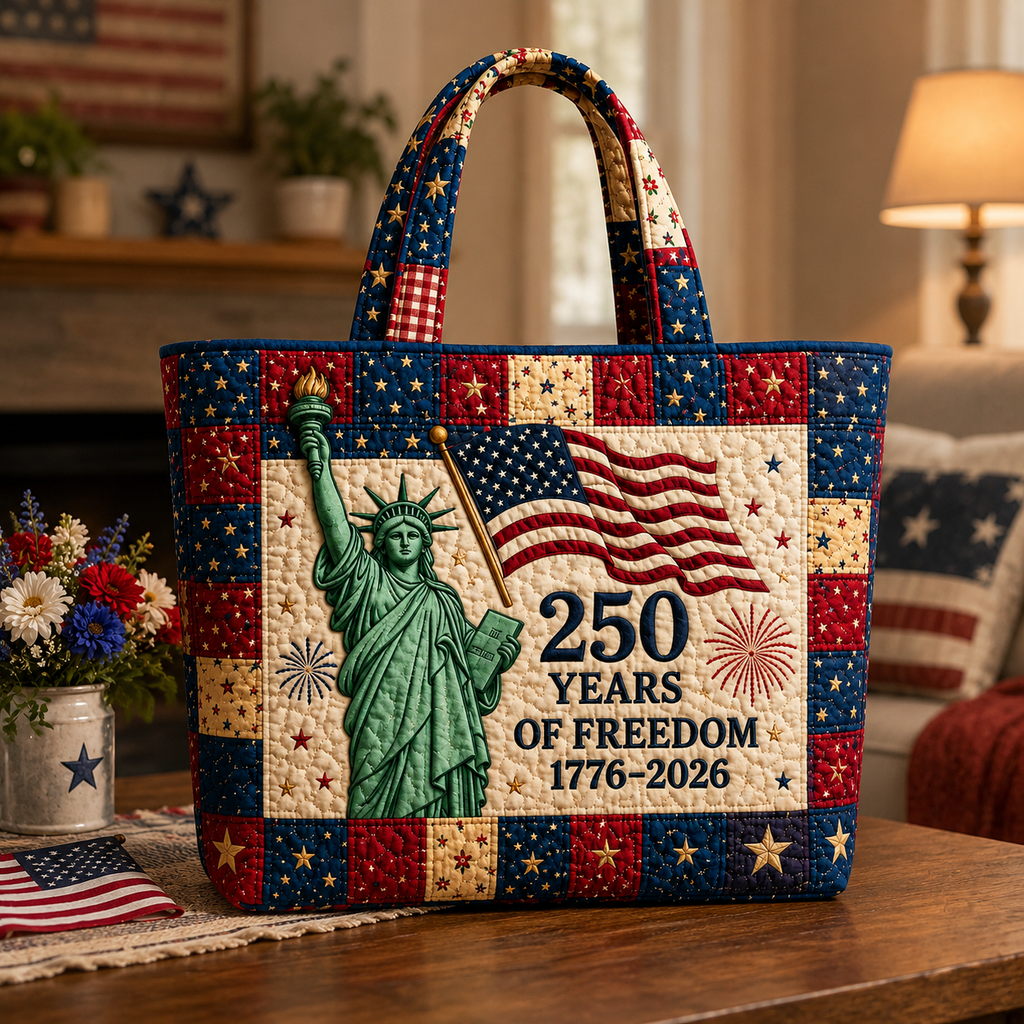Statue Of Liberty Quilted Tote Bag 250 Years Freedom Gift for Her