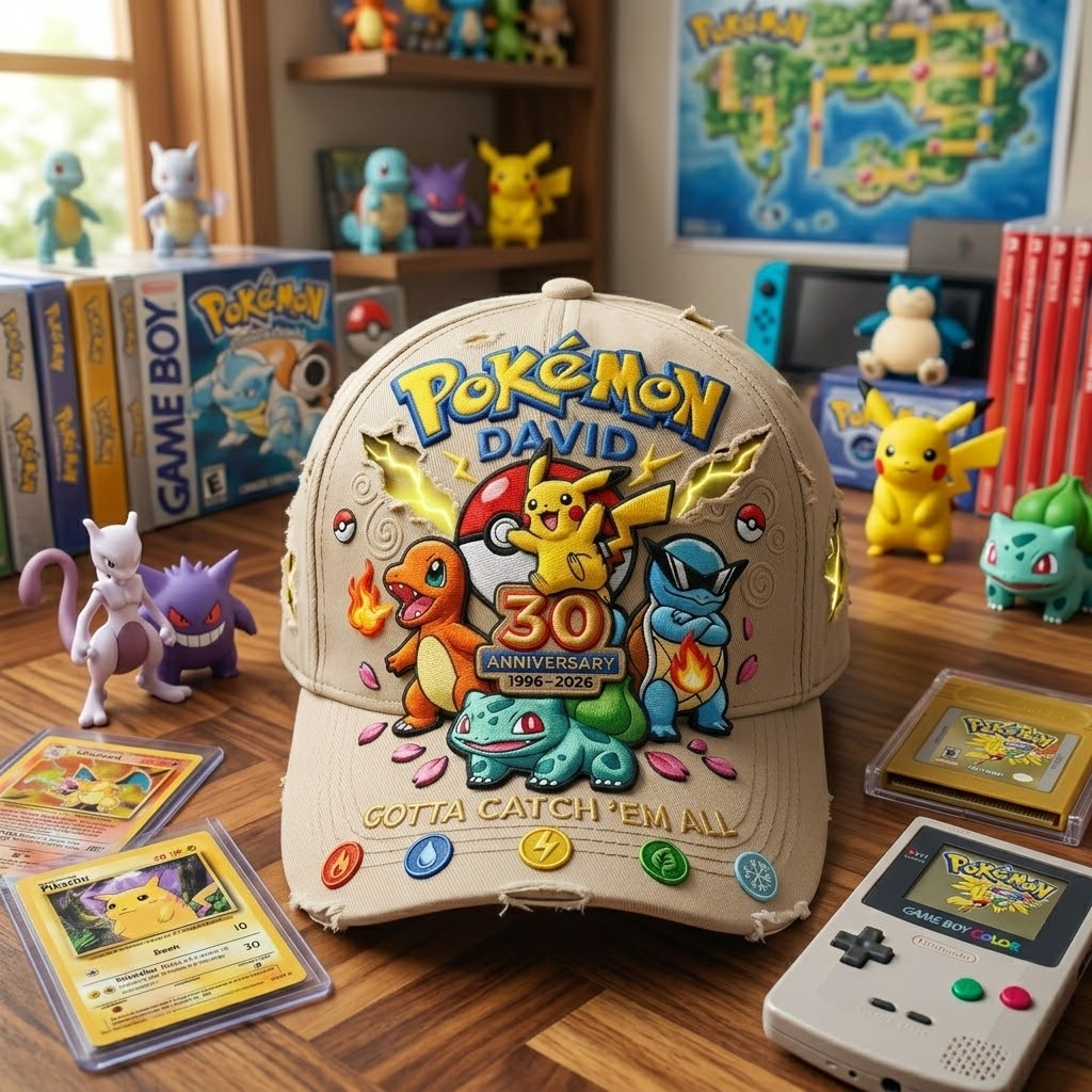Personalized 30th Anniversary Pokémon Cap Custom Name Gift