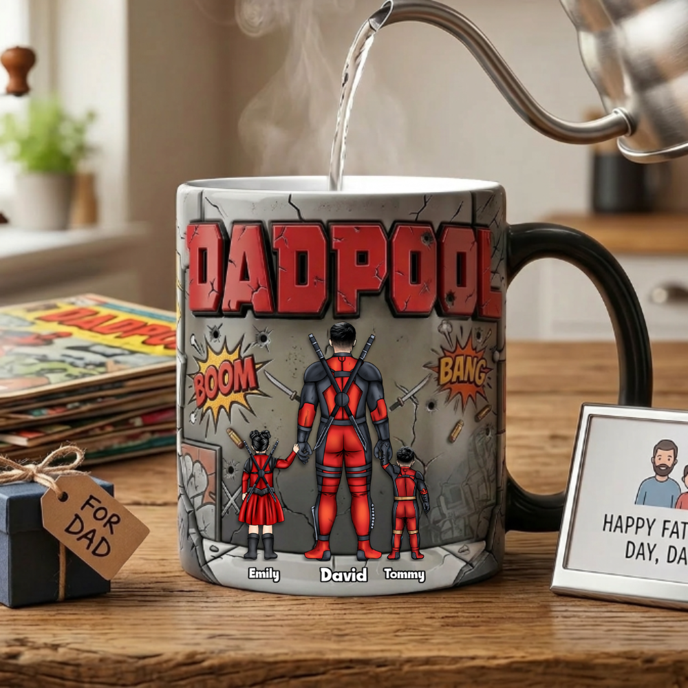Personalized Color Changing Mug Dadpool Gift for Dad