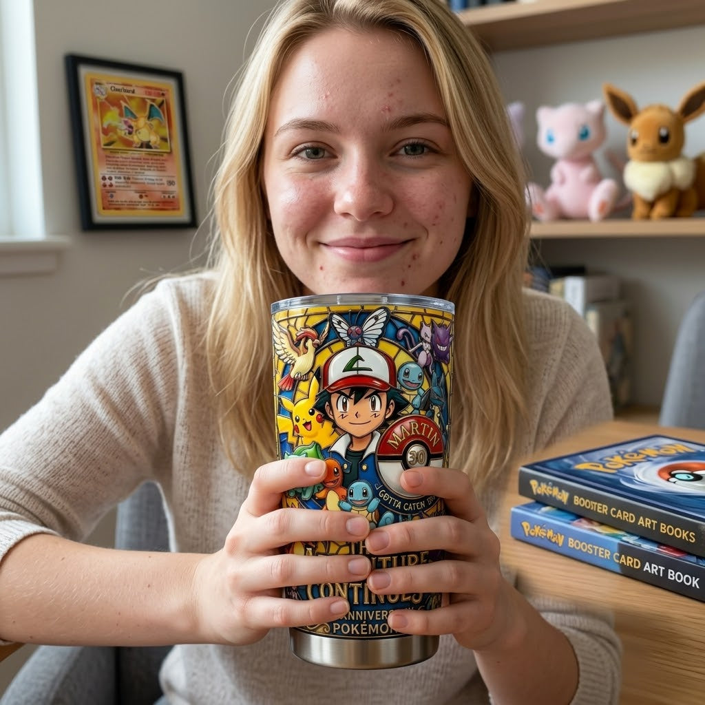 Personalized 30th Anniversary Pokémon Tumbler Gift for Fans